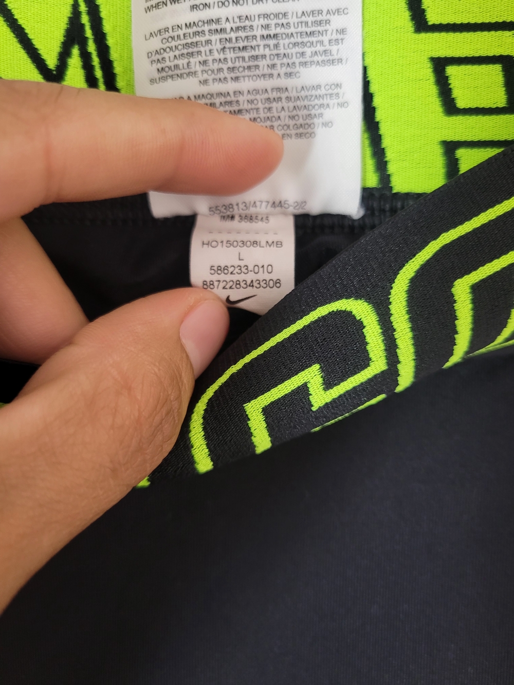 Nike Pro Combat Dri-Fit Hyperwarm Tights Black Neon Green Large - Picture 5 of 8